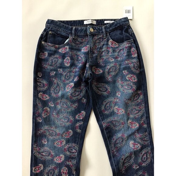 Guess Women’s Psychedelic Tom Boy Jeans Relaxed Fit Embroidering Paisley Size 30 - Picture 6 of 12
